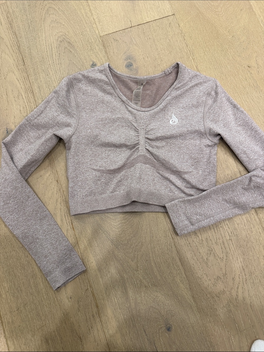 Seamless Ruched Long-Sleeve Crop Top - Dusty Mauve